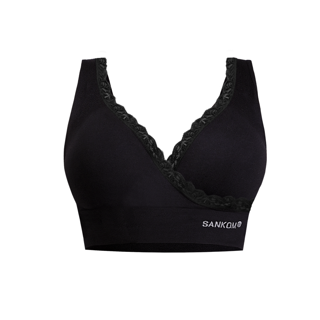 Sankon Patent Premium Aloe Vera Bra With Stream Lace, Black