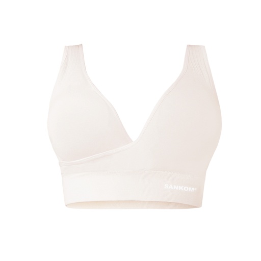 Sankon Patent Organic Cotton Bra For Back Support, Ivory