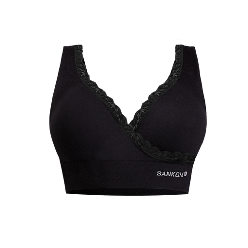 Sankon Patent Premium Aloe Vera Bra With Stream Lace, Black