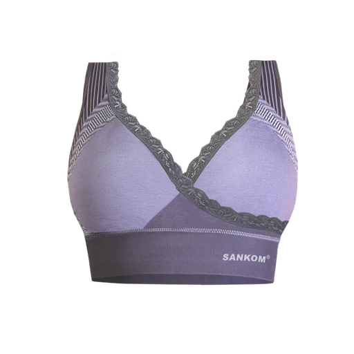 Sankon Patent Premium Bamboo Bra With Stream Lace, Grey